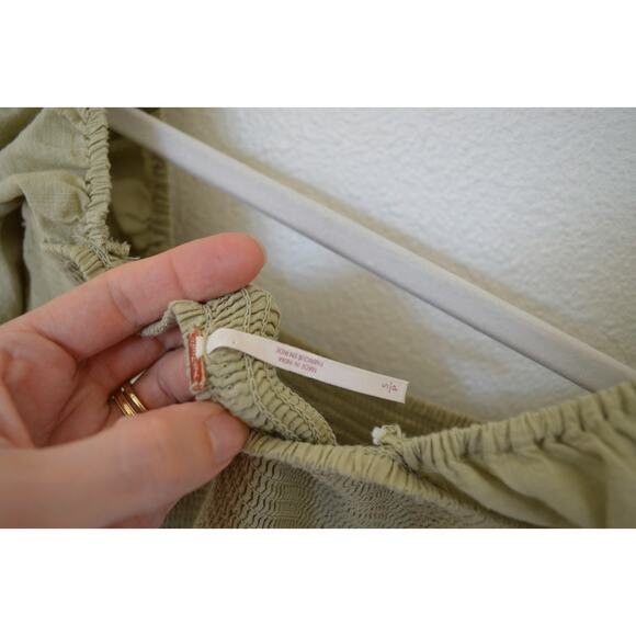 Free People Perfect Storm Midi Dress in Sage Green Cotton Puff Sleeve - Picture 7 of 8